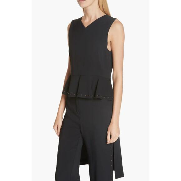 SEE BY CHLOE Women's Top Size 34 US 2 Black V-Neck Studded Peplum High/Low - Picture 1 of 13
